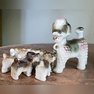Vintage Mama Dog w/6 Puppies on Chain